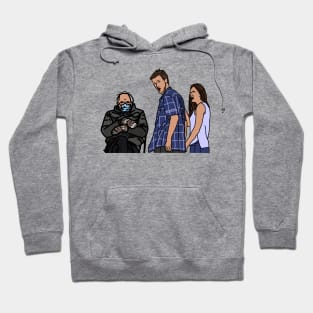 Bernie Sanders Mittens with Distracted Boyfriend Memes Hoodie